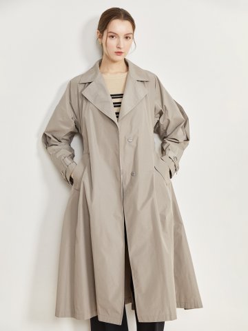 슬리브 포인트 A라인 트렌치 코트 