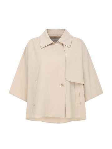 건플랩 케이프 숏 트렌치 코트 