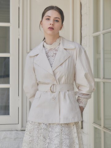 볼륨 슬리브 라펠 칼라 점퍼 