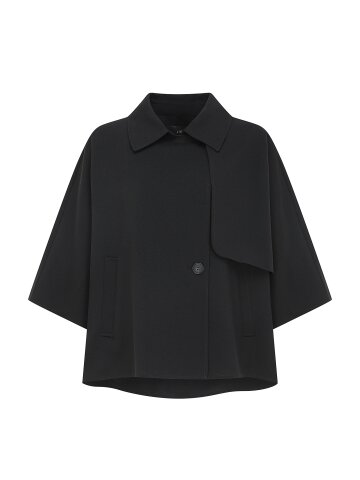 건플랩 케이프 숏 트렌치 코트 