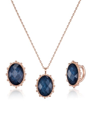 빅사이즈 블루 침수정 귀걸이 목걸이 세트 EL2SET232