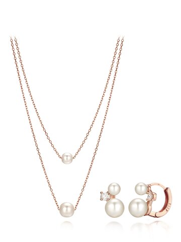 진주 레이어드 귀걸이 목걸이 세트 EL2SET230