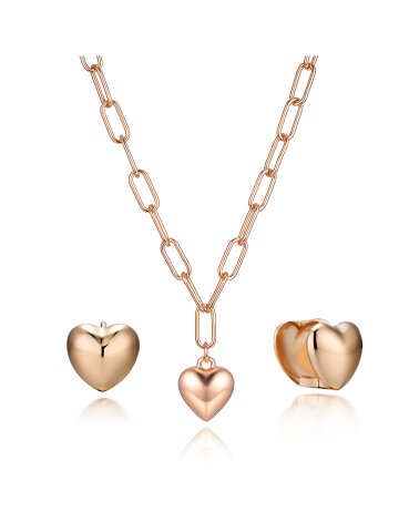 볼륨 하트 귀걸이 목걸이 세트 EL2SET216