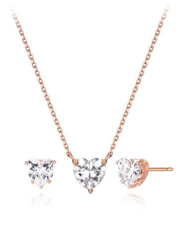 하트 큐빅 귀걸이 목걸이 세트 EL2SET108