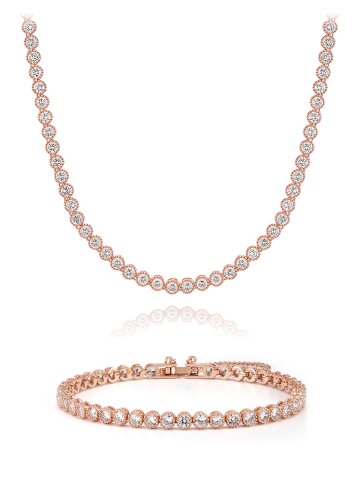 클래식 테니스 목걸이 팔찌 세트 EL2SET083