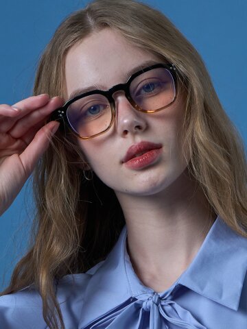 WOMEN 뿔테 그라데이션 라운드스퀘어 블루라이트 차단 안경 [GRBBR]