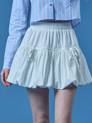 벌룬 리본 플레어 밴딩 미니스커트 치마바지 [WHITE] KCL.