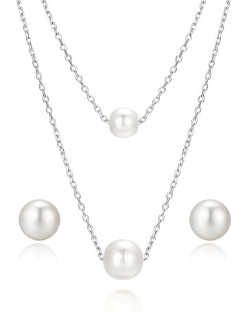 더블 진주 귀걸이 목걸이 2종 세트 C24SET032