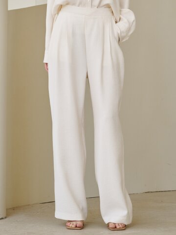 링클 와이드 밴딩 팬츠 - 아이보리 / Wrinkle Wide Banding Pants - Ivory
