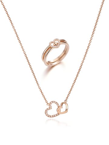 투 하트 목걸이 + 하트 레이어드 링 2종 세트 EL2SET201