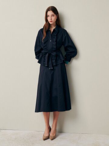 모던 엣지 A라인 플레어 스커트 