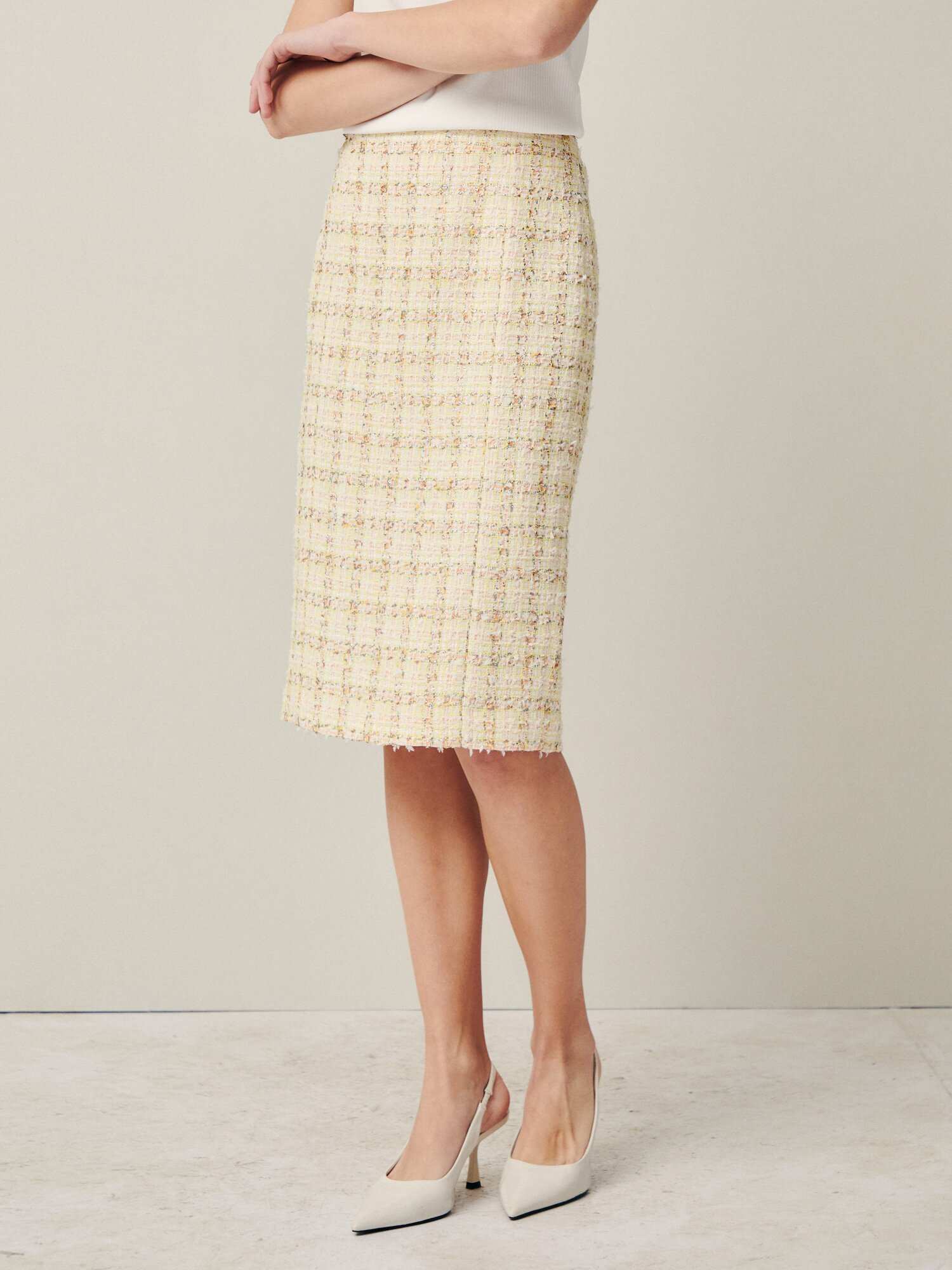 클래식 트위드 H라인 스커트 (YELLOW)