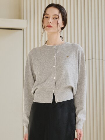 라운드 넥 클래식 가디건 - 멜란지 그레이 / Round Neck Classic Cardigan - M. Gray






