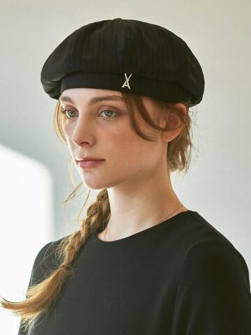 VA 큐빅 스터드 옥타곤 베레모 블랙