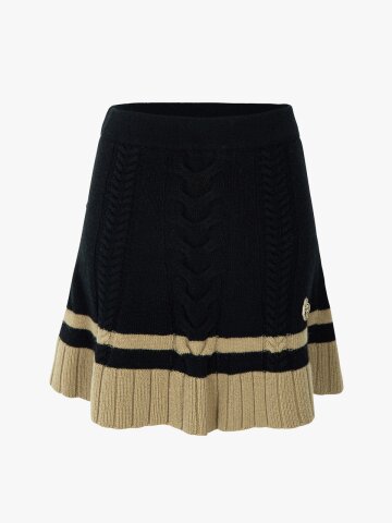 케이블 배색 니트스커트 (블랙)