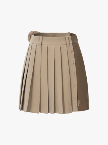 언밸런스 블록 큐롯 스커트 (베이지)