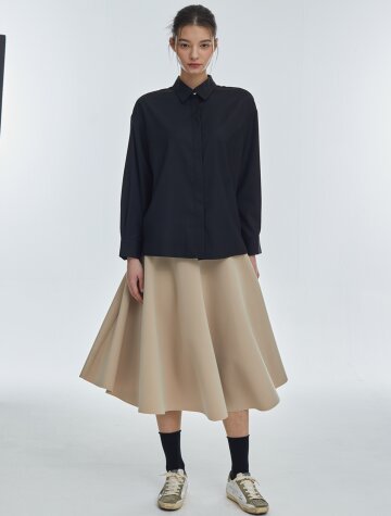 Flare Span Long Skirt [Beige]