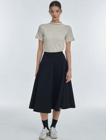 Flare Span Long Skirt [Black]