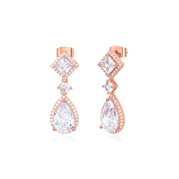 디유아모르 14K 골드핀 아미에 크리스탈 드롭 이어링 화사한 귀걸이