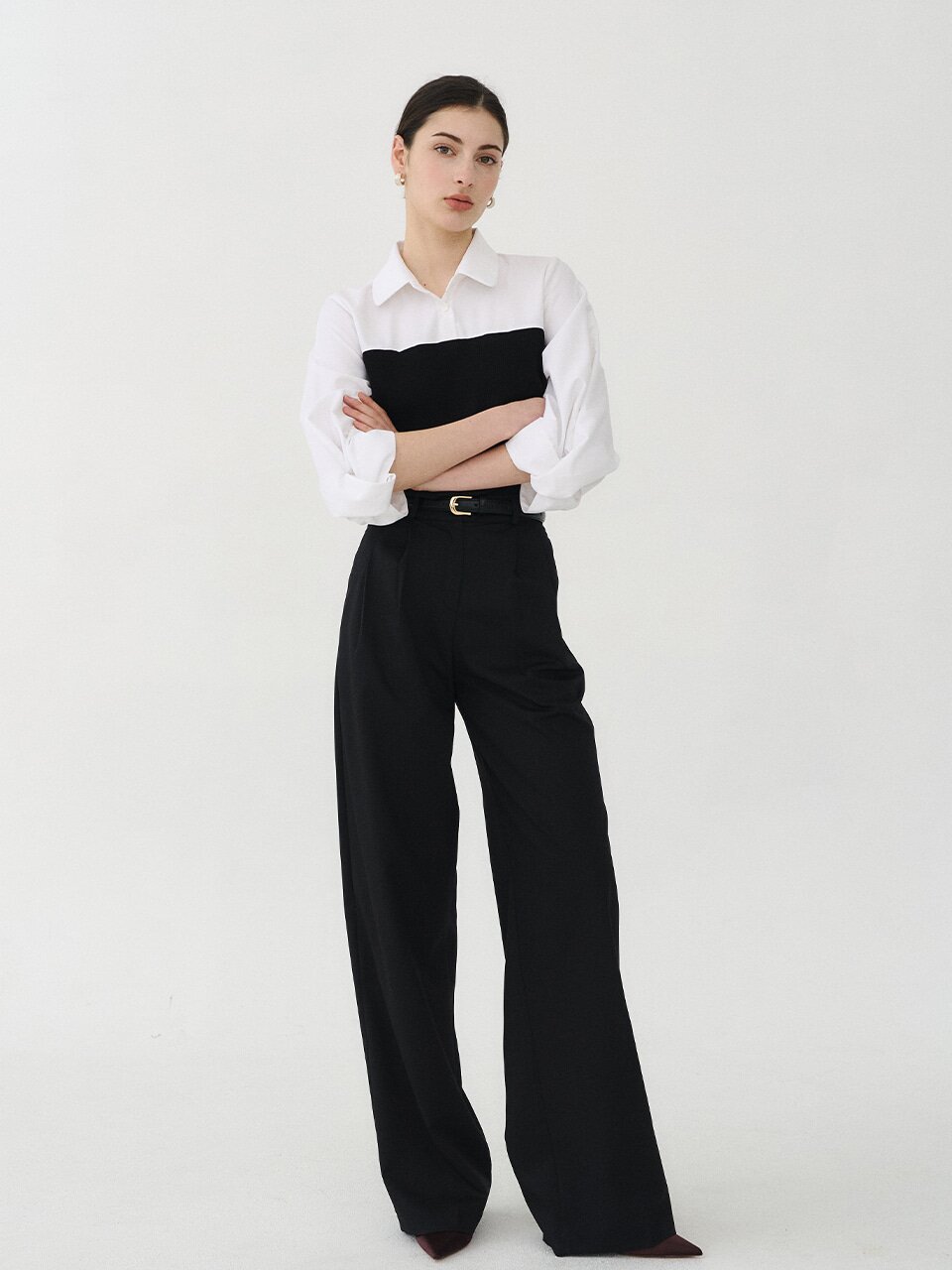 뷔스티에 니트 트위스트 블라우스 블랙 [T51]