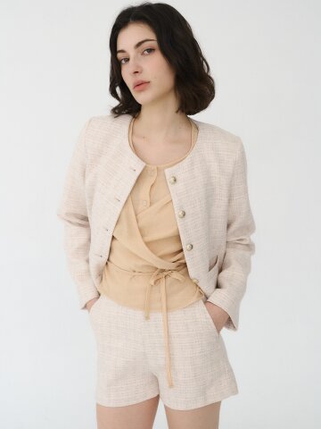 트위드 슬림 쇼츠 아이보리 [T51]