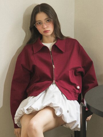 [LINE] 클래식 코튼 블루종 (Burgundy)