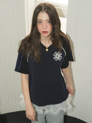 [LINE] 클로버 자수 테리 티셔츠 (2C)