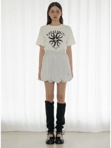 [LINE] 스트라이프 벌룬 미니 스커트