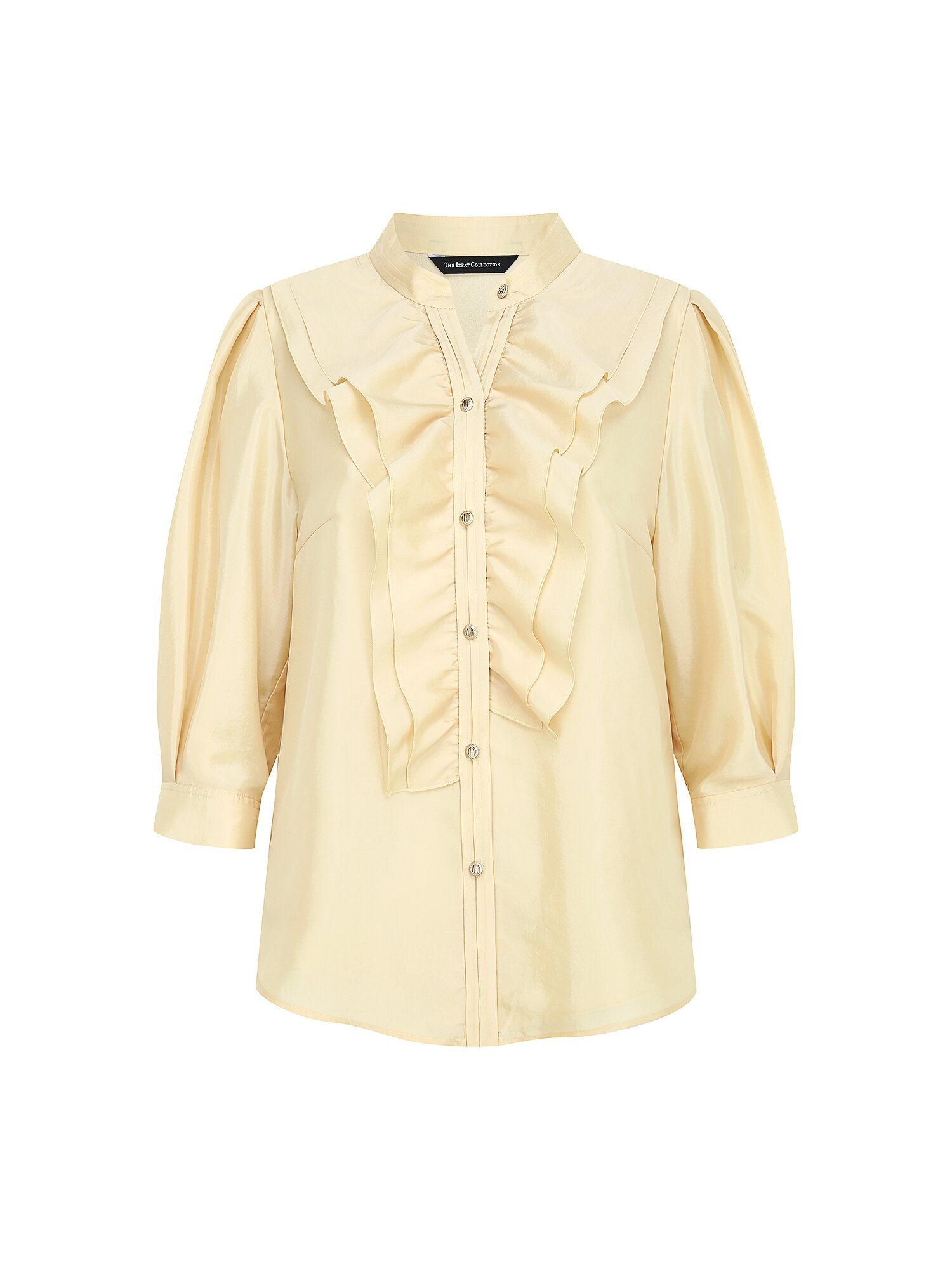 프릴 레이어 슬릿넥 블라우스 (LIGHT YELLOW)