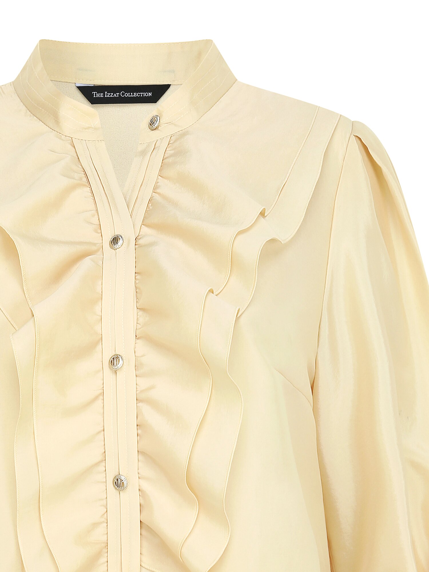 프릴 레이어 슬릿넥 블라우스 (LIGHT YELLOW)