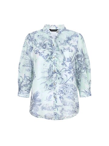 프릴 레이어 슬릿넥 블라우스 