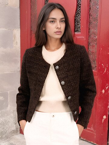 Texture Tweed Jacket _Brown