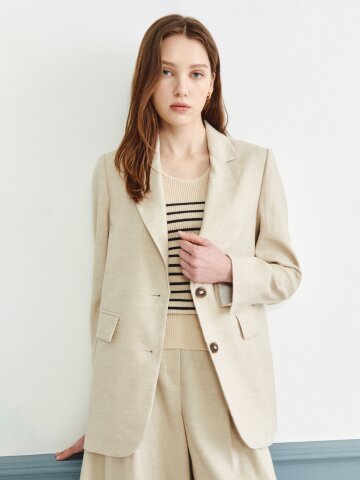 린넨 테일러드 싱글 투버튼 재킷 