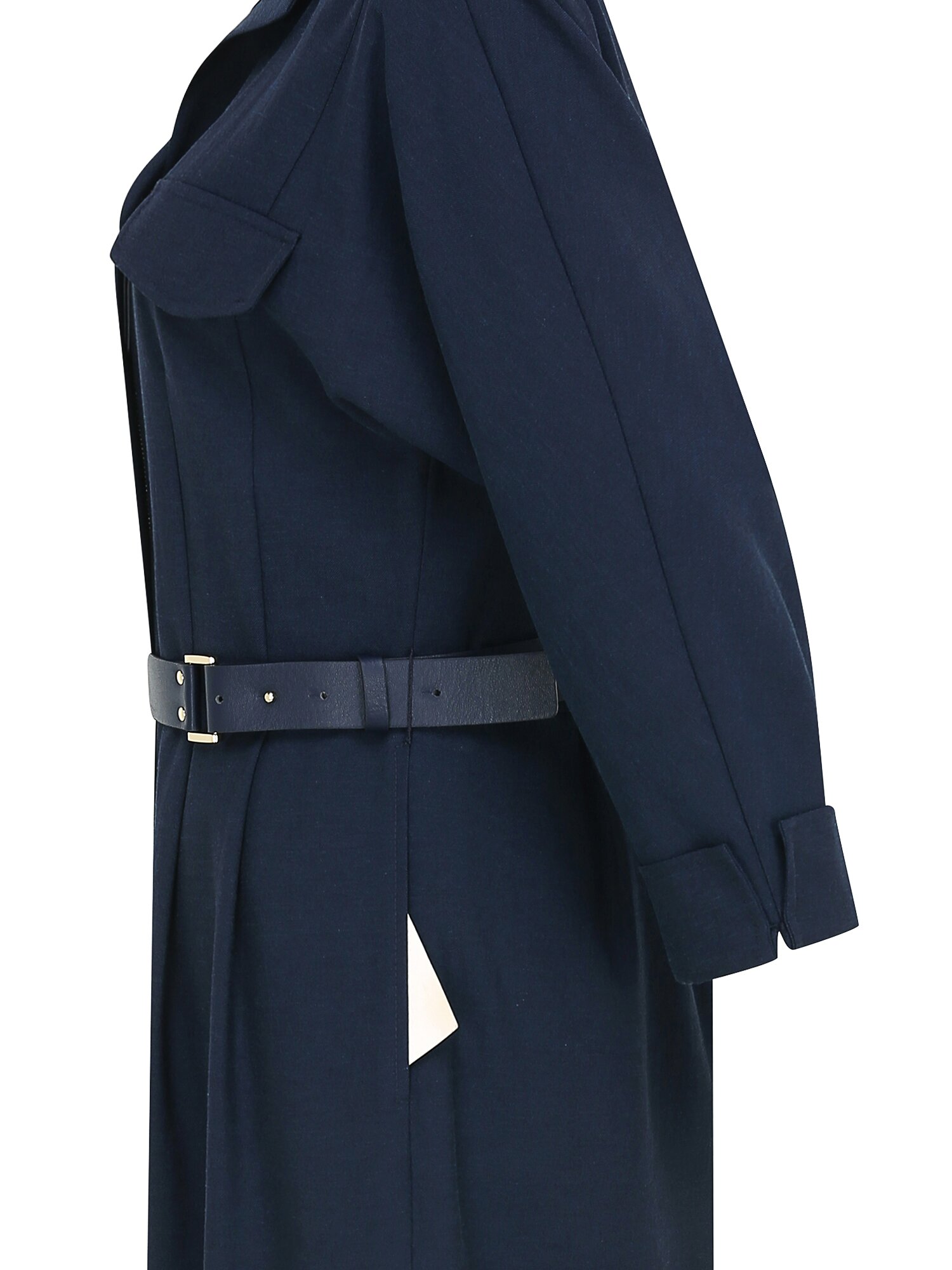 린넨 턴업 오픈 칼라 원피스 (NAVY)