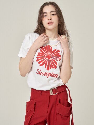 [SHOWPIECE] 컷팅 클로버 오버핏 반팔티셔츠_WR