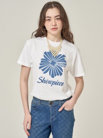 [SHOWPIECE] 컷팅 클로버 오버핏 반팔티셔츠_WB