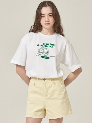 [SHOWPIECE] 서퍼 그래픽 오버핏 반팔티셔츠_WH
