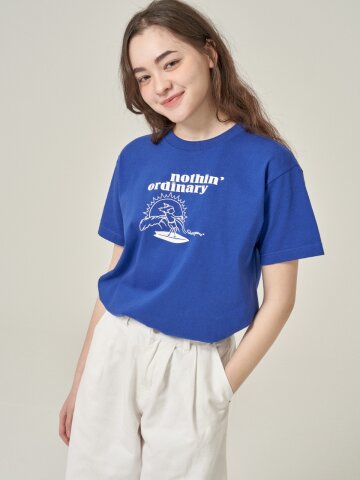 [SHOWPIECE] 서퍼 그래픽 오버핏 반팔티셔츠_BL