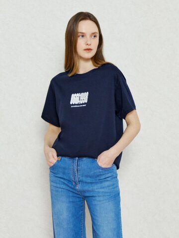 레터링 코튼 티셔츠 