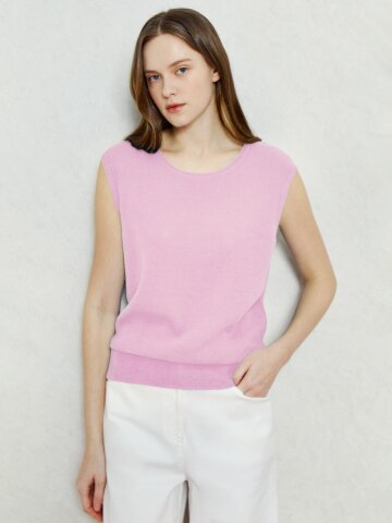 에센셜 코튼 슬리브리스 니트 