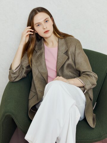 내추럴 린넨 스티치 포인트 재킷 