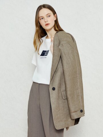 레터링 코튼 티셔츠 