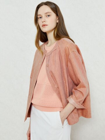 에포크 버튼 포인트 린넨 재킷 