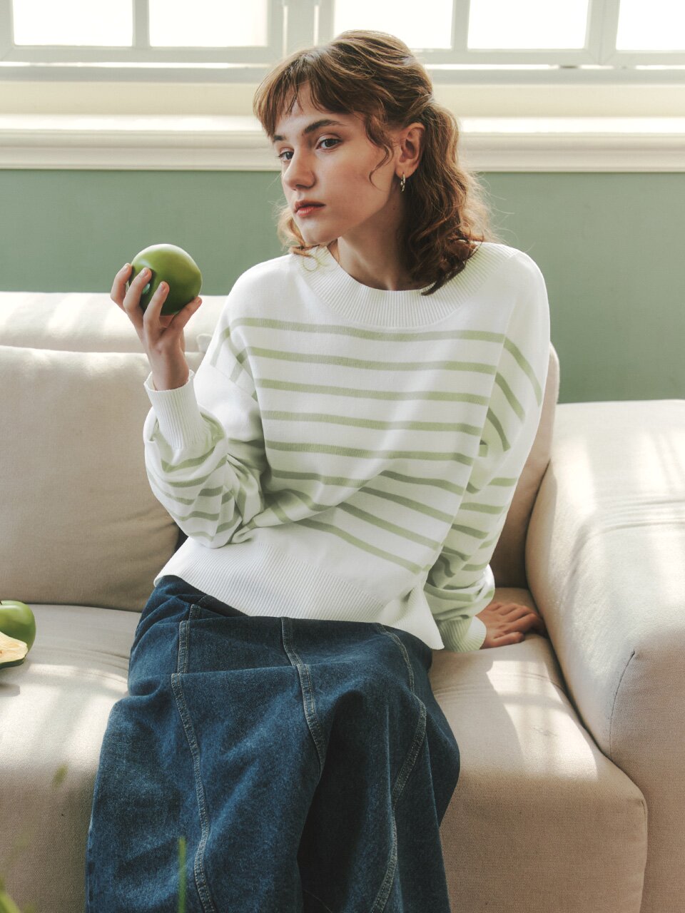 [3컬러] 스트라이프 라운드넥 니트