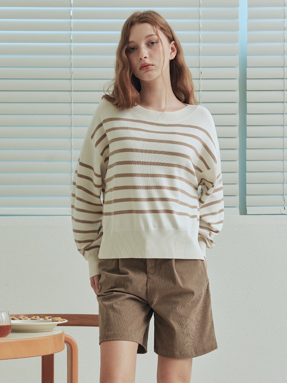 [3컬러] 스트라이프 라운드넥 니트