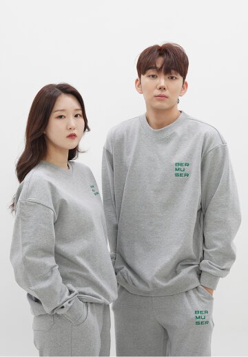 레터링 B자수 오버핏 치즈쮸리 맨투맨_GRAY