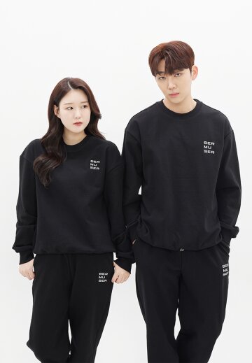 레터링 B자수 오버핏 치즈쮸리 맨투맨_NAVY