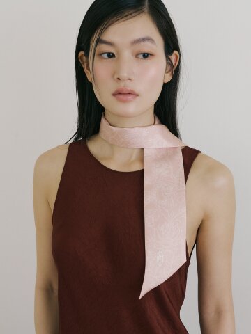 Bouquet Long Twilly Silk Scarf - Pink