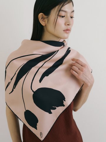 Bloom Square Silk Scarf 90 - Rose