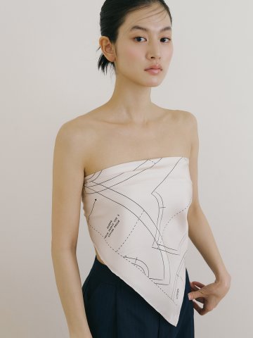 Pattern Square Silk Scarf 90 - Cream